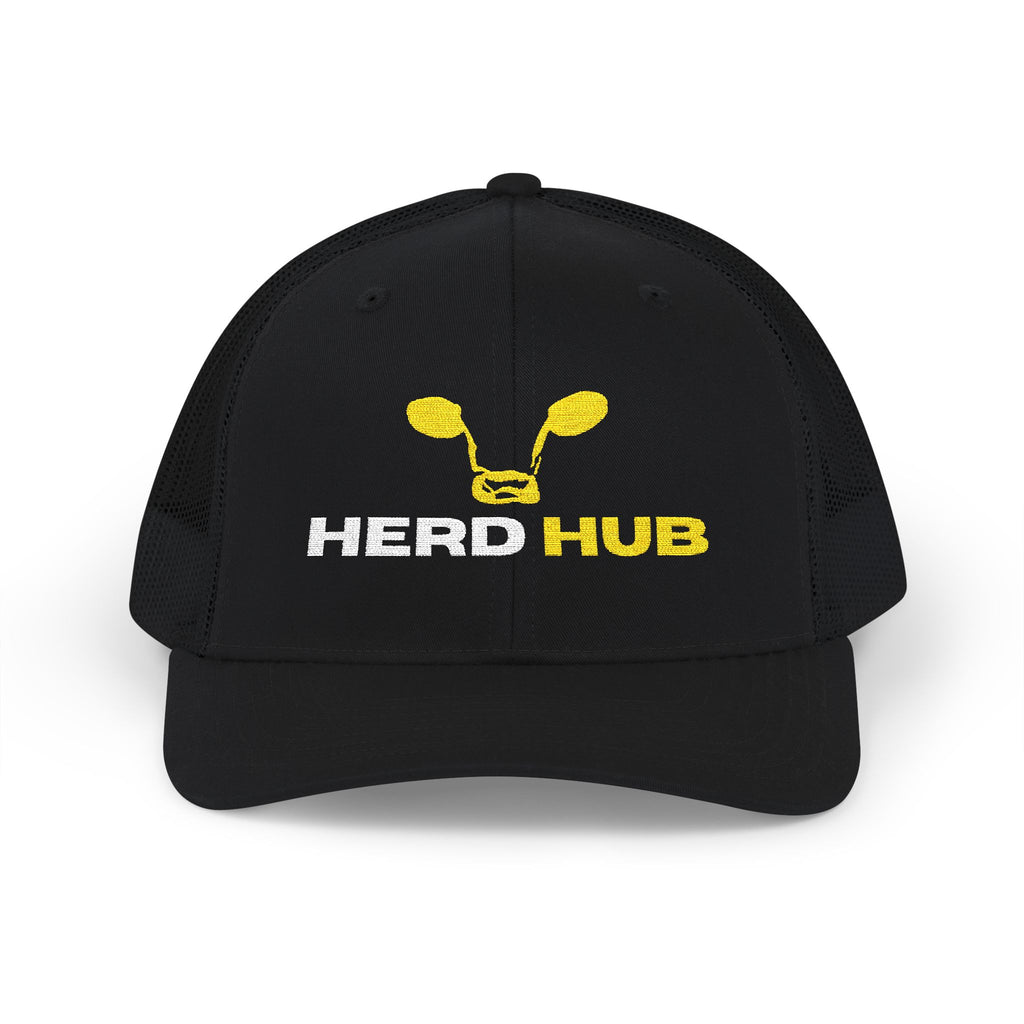 Embroidered TT Logo Snapback Trucker Cap — Black & White Mesh Hat