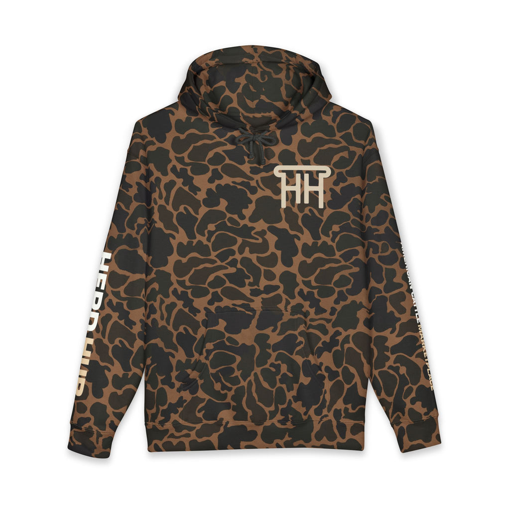 Herd Hub Camo Hoodie — Cattle Marketplace Pullover